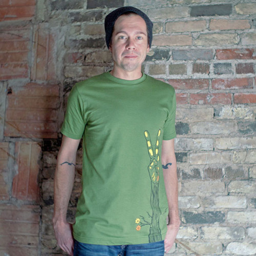 Roots of Peace Mens T-shirt Model, Made in the USA by PROGRESS Label