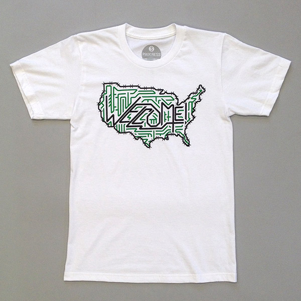 Welcome Immigrants T-shirt, made in USA by Progress Label