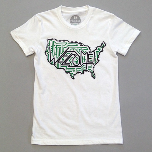 Welcome immigration t-shirt by Progress Label